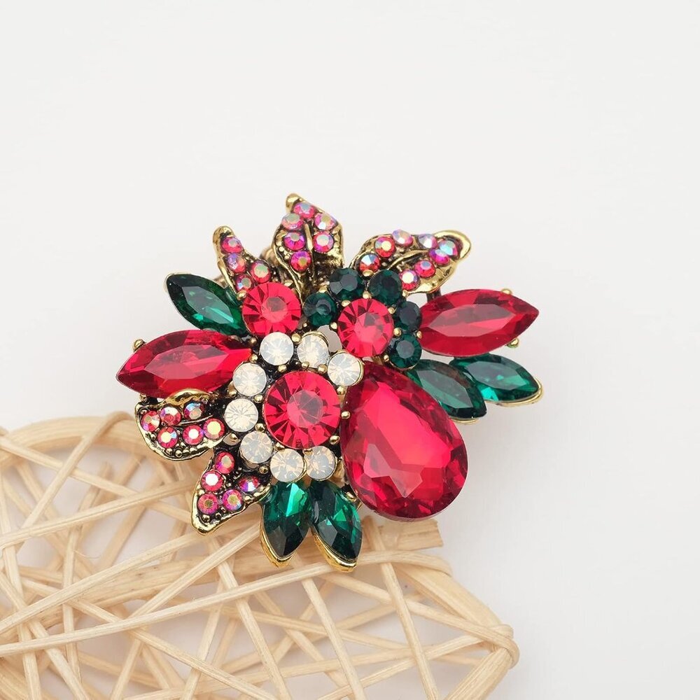 Luxury Women's Austrian Crystal Leaves Flower Big Cocktail Statement Rings Stret - Picture 4 of 7